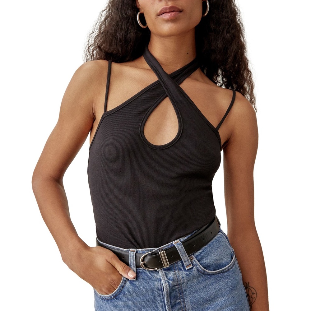 Reformation Met Halter Neck Sleeveless Top Black Size XL